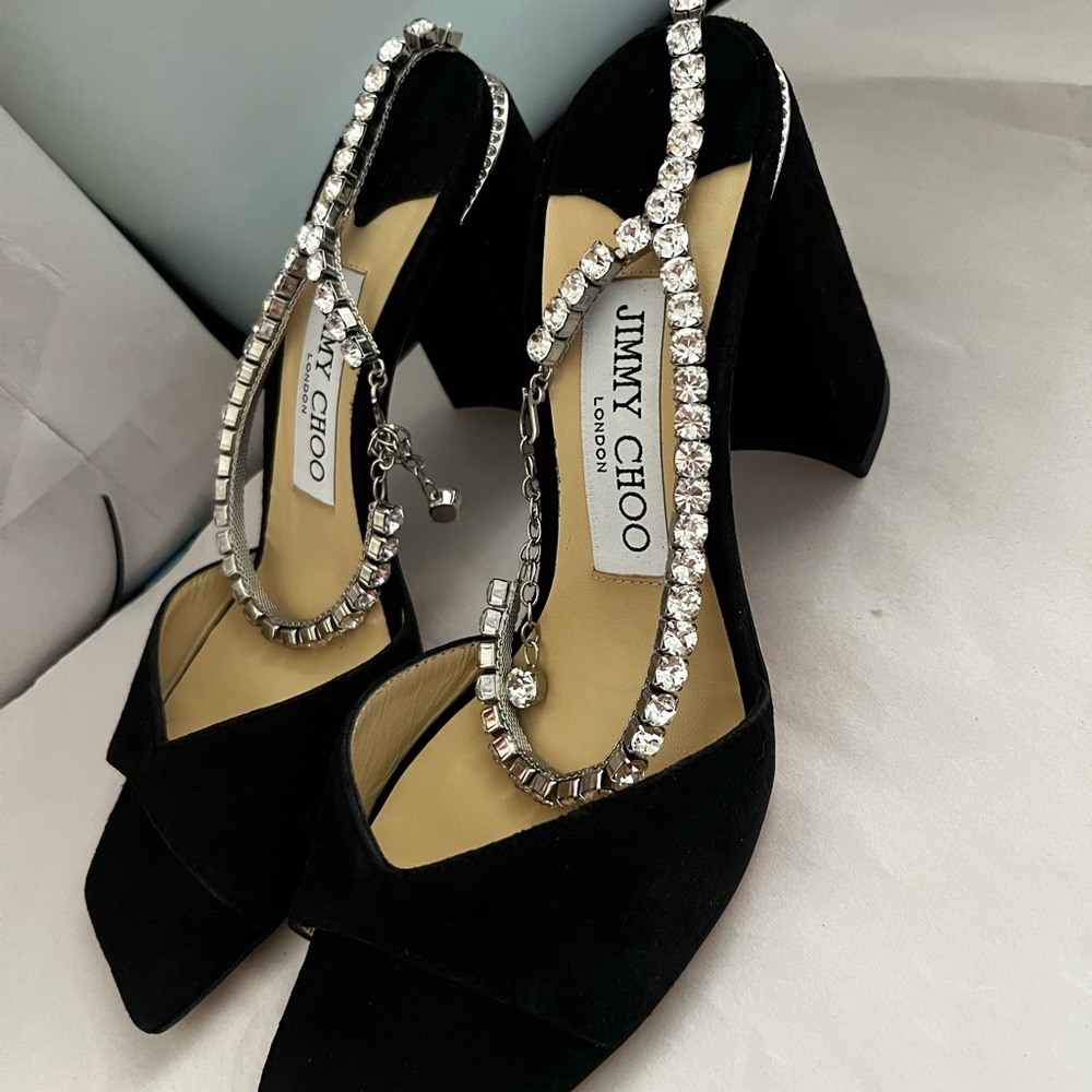 Jimmy Choo Black Heels with Silver Accents